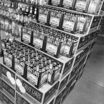 stacks of great lakes brewing company's 6-packs on display