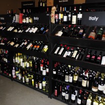 selection of Italian wines in the wine cellar
